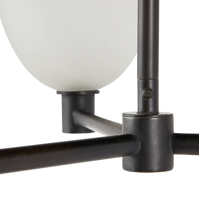 Arteriors DMI12 Three Light Chandelier, Natural Iron/Frosted/Taupe