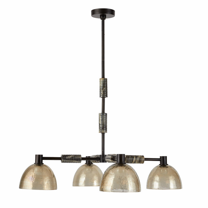 Arteriors DMI13 Four Light Chandelier, Blackened Iron/Smoke/Black