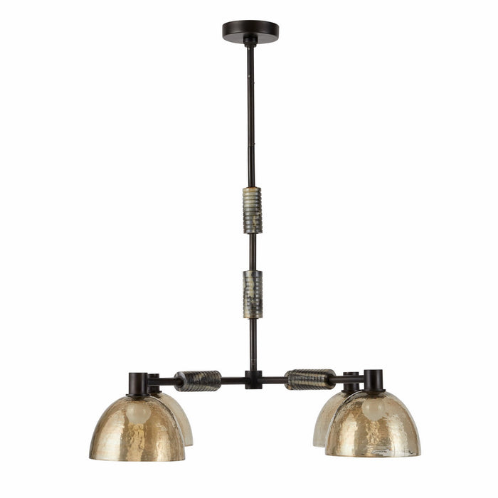 Arteriors DMI13 Four Light Chandelier, Blackened Iron/Smoke/Black