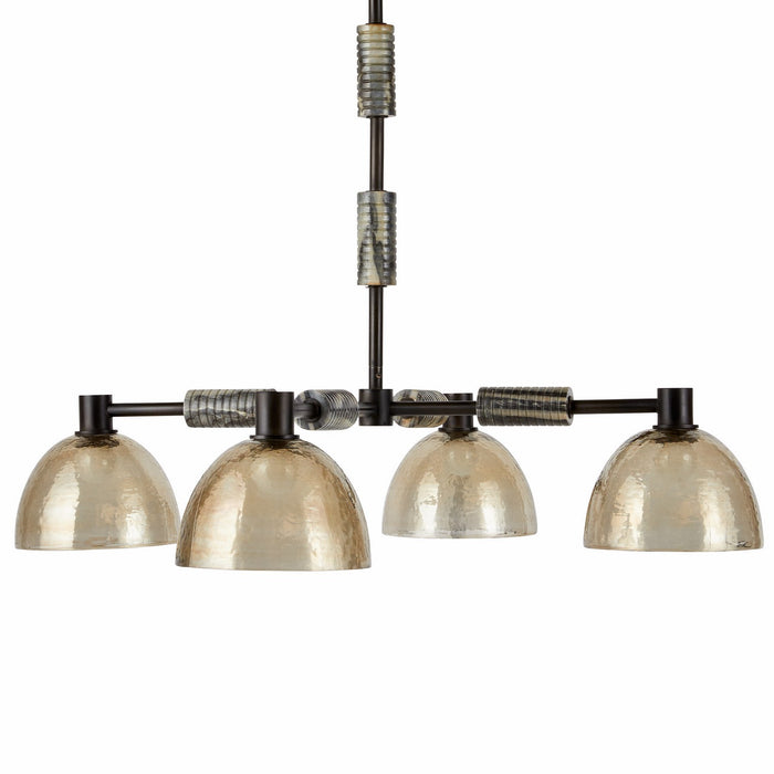 Arteriors DMI13 Four Light Chandelier, Blackened Iron/Smoke/Black