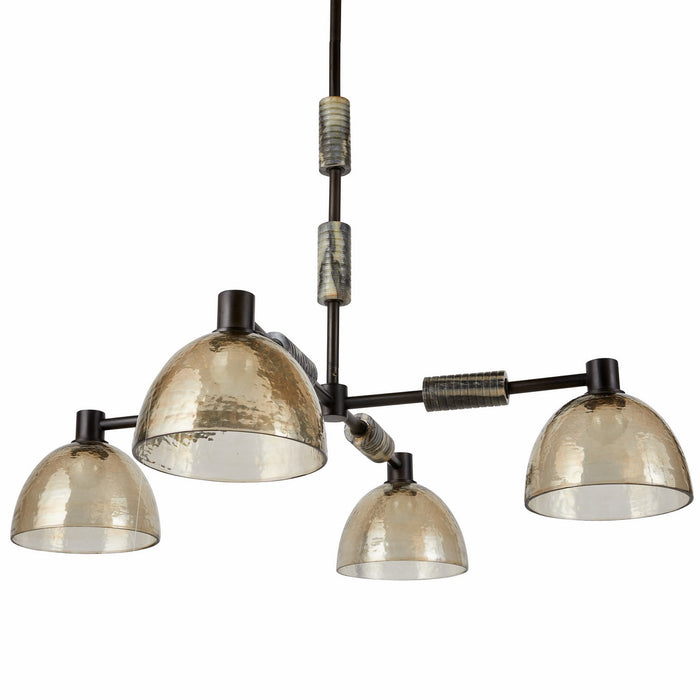 Arteriors DMI13 Four Light Chandelier, Blackened Iron/Smoke/Black