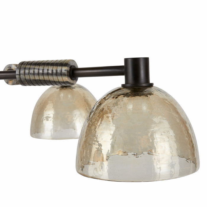 Arteriors DMI13 Four Light Chandelier, Blackened Iron/Smoke/Black