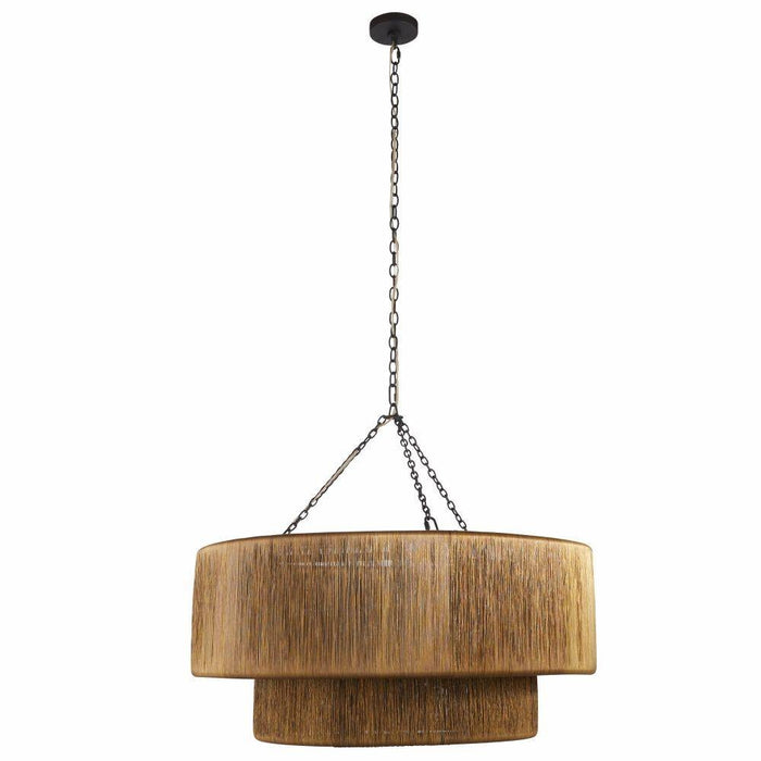 Arteriors DMI14 Three Light Chandelier, Vintage Brass/Blackened Iron