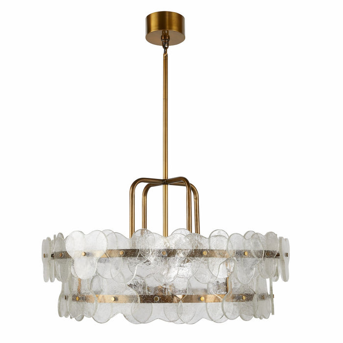 Arteriors DMI15 Four Light Chandelier, Clear/Antique Brass