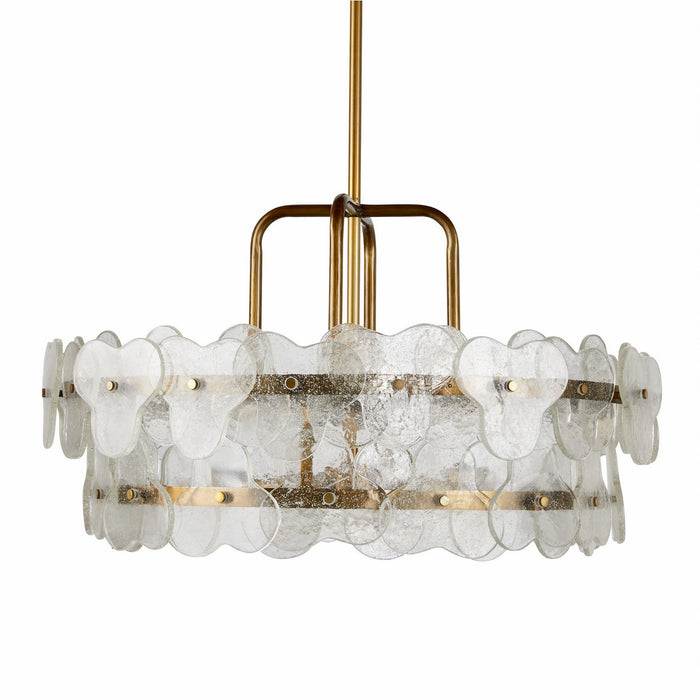 Arteriors DMI15 Four Light Chandelier, Clear/Antique Brass