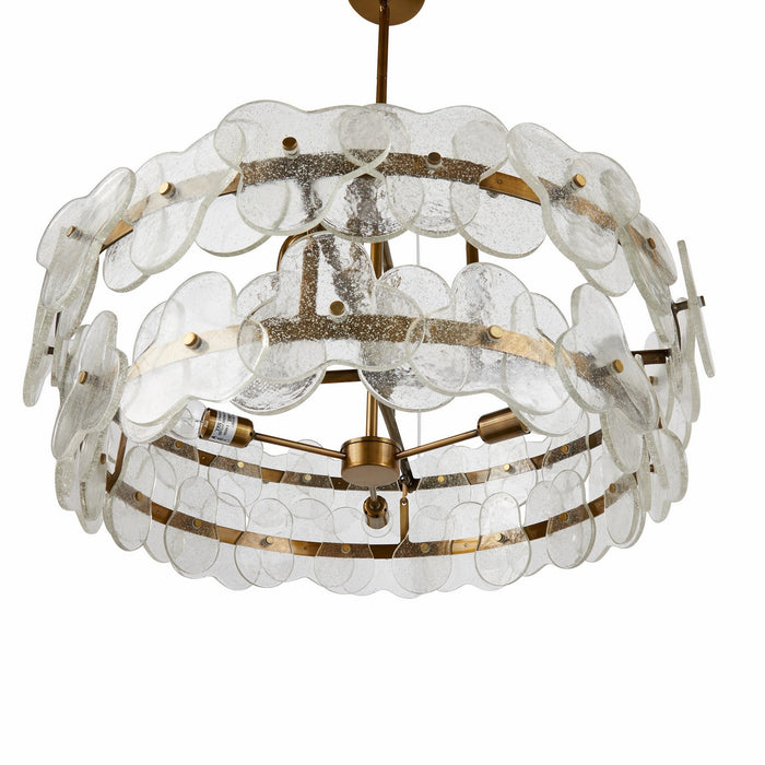 Arteriors DMI15 Four Light Chandelier, Clear/Antique Brass