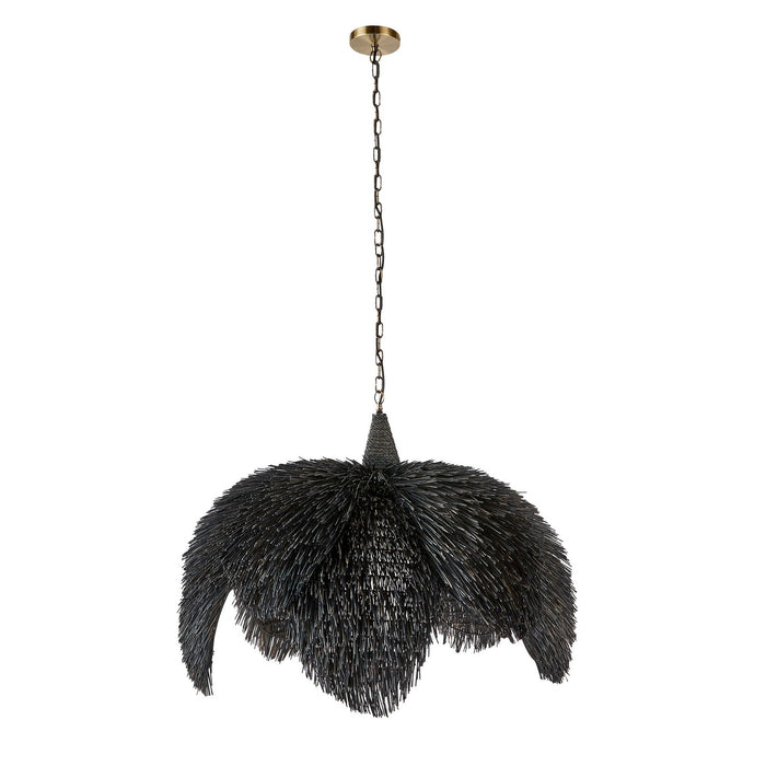 Arteriors DMS17 One Light Pendant, Black Wash/Antique Brass
