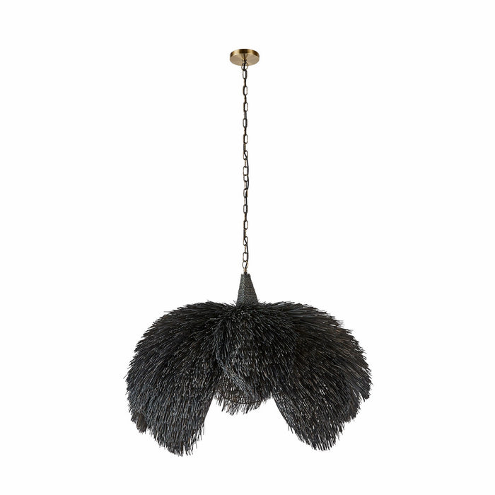 Arteriors DMS17 One Light Pendant, Black Wash/Antique Brass