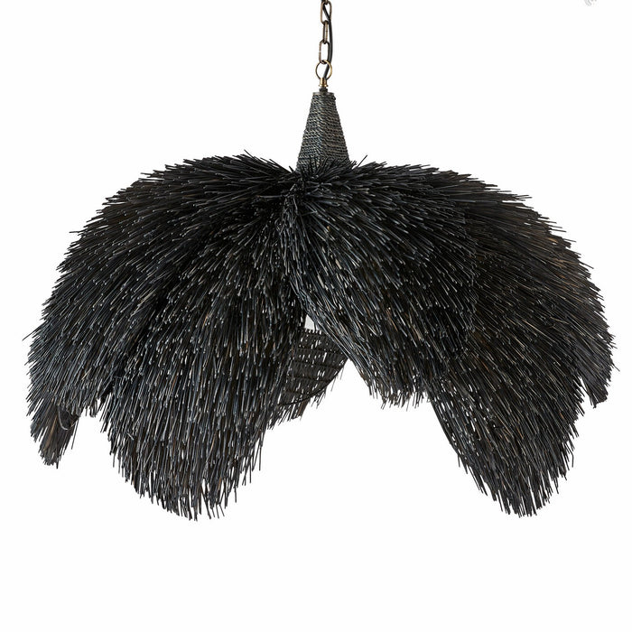 Arteriors DMS17 One Light Pendant, Black Wash/Antique Brass
