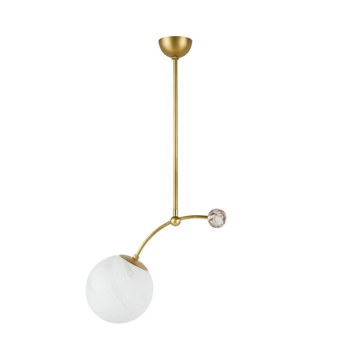 Arteriors DPC14 One Light Pendant, Matte Swirl/Antique Brass/Natural