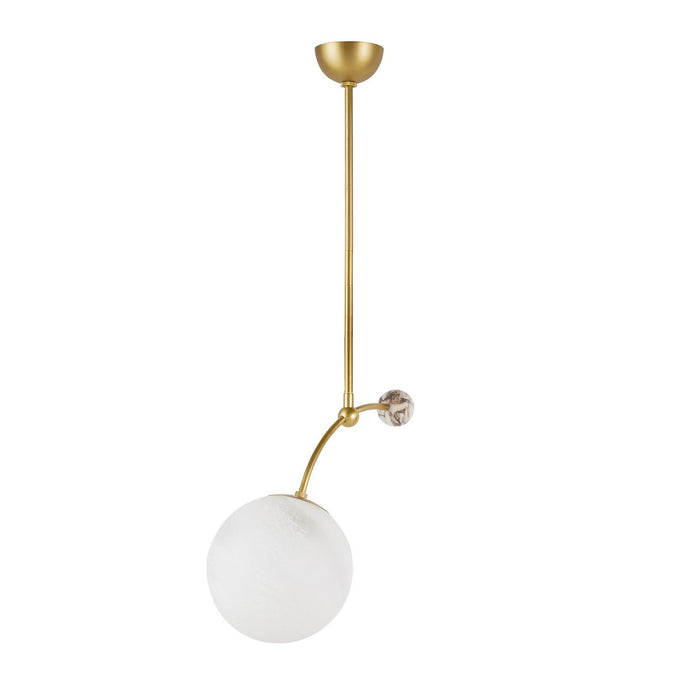 Arteriors DPC14 One Light Pendant, Matte Swirl/Antique Brass/Natural