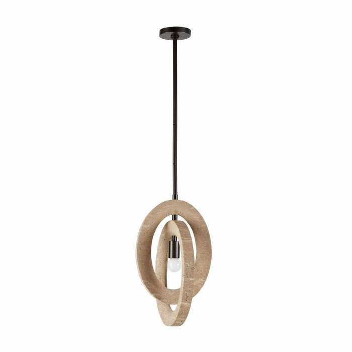 Arteriors DPC15 One Light Pendant, Faux Travertine/English Bronze