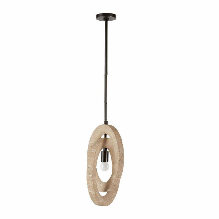 Arteriors DPC15 One Light Pendant, Faux Travertine/English Bronze