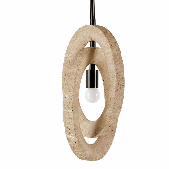 Arteriors DPC15 One Light Pendant, Faux Travertine/English Bronze