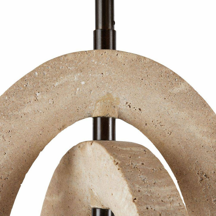 Arteriors DPC15 One Light Pendant, Faux Travertine/English Bronze