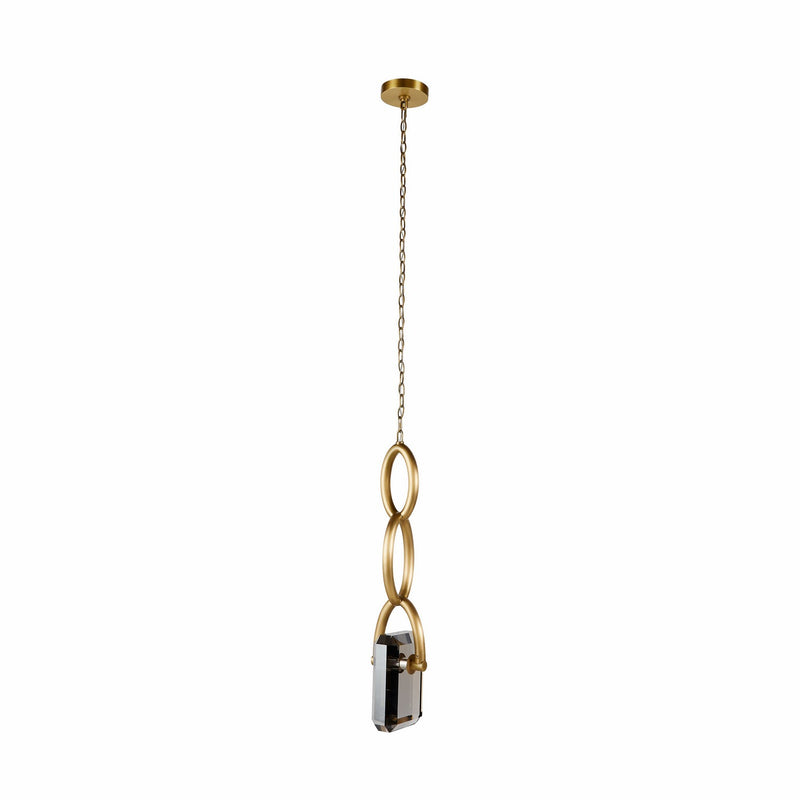Arteriors DPC16 LED Pendant, Smoke/Antique Brass
