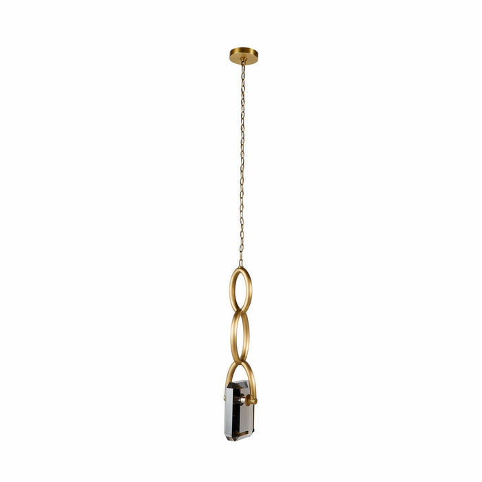 Arteriors DPC16 LED Pendant, Smoke/Antique Brass