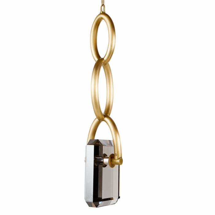 Arteriors DPC16 LED Pendant, Smoke/Antique Brass