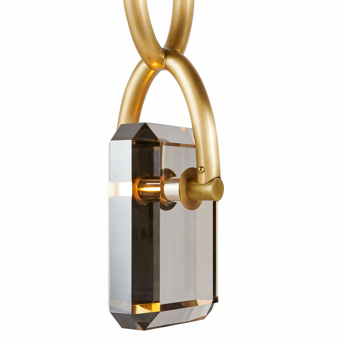 Arteriors DPC16 LED Pendant, Smoke/Antique Brass