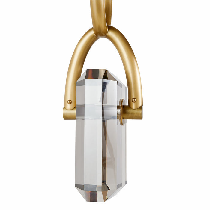 Arteriors DPC16 LED Pendant, Smoke/Antique Brass