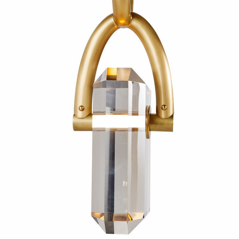 Arteriors DPC16 LED Pendant, Smoke/Antique Brass