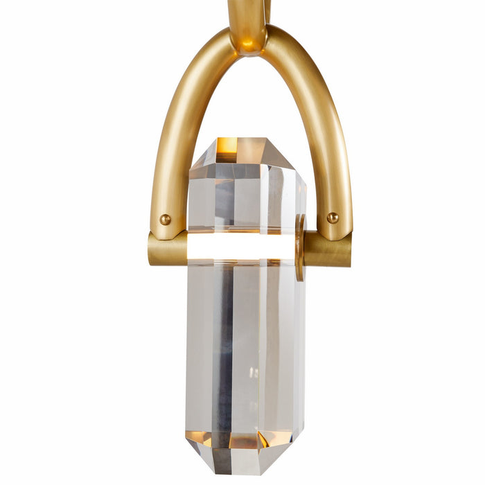 Arteriors DPC16 LED Pendant, Smoke/Antique Brass