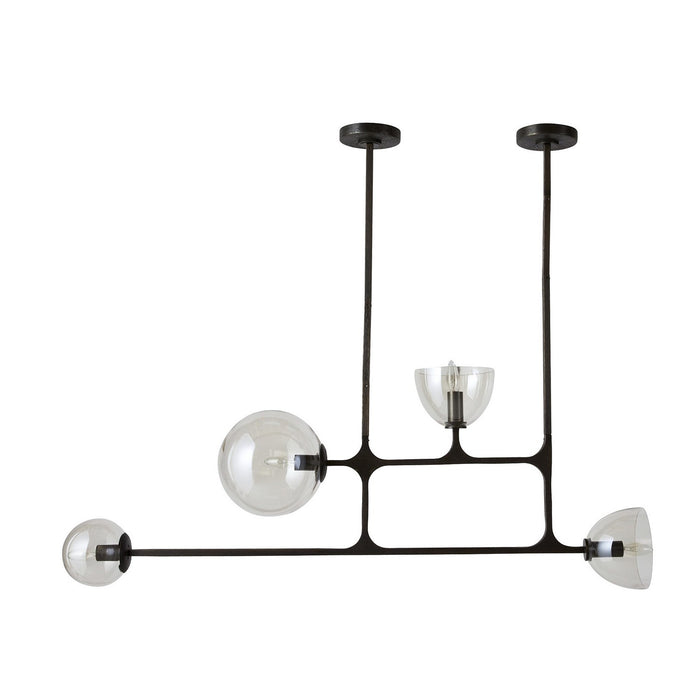 Arteriors DRC08 Four Light Linear Chandelier, English Bronze/Smoke