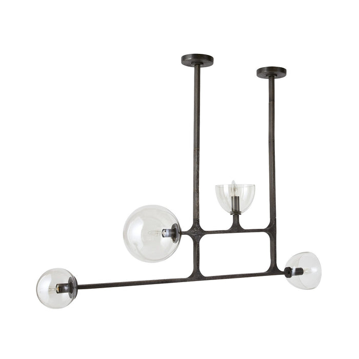 Arteriors DRC08 Four Light Linear Chandelier, English Bronze/Smoke