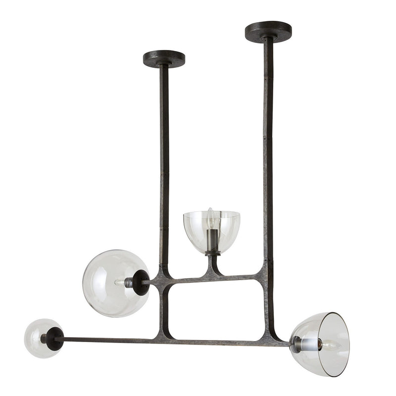 Arteriors DRC08 Four Light Linear Chandelier, English Bronze/Smoke