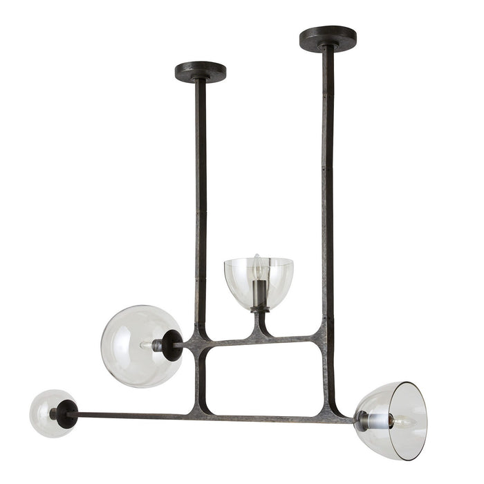 Arteriors DRC08 Four Light Linear Chandelier, English Bronze/Smoke