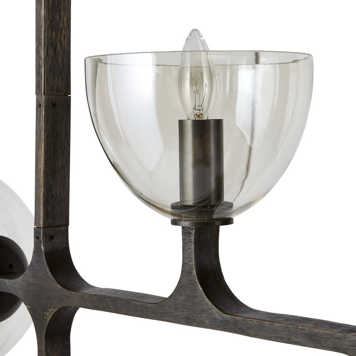 Arteriors DRC08 Four Light Linear Chandelier, English Bronze/Smoke