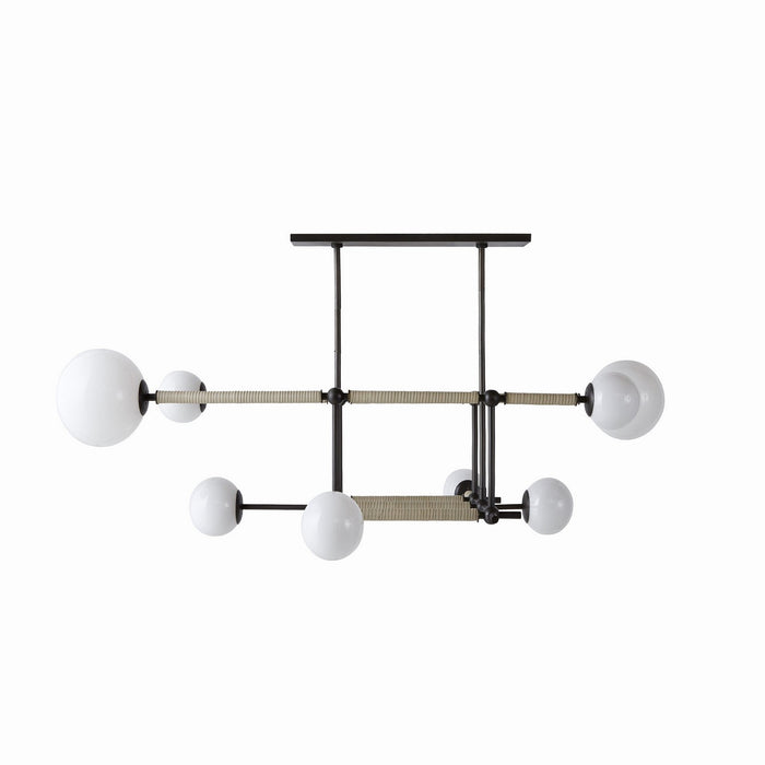 Arteriors DRC09 Eight Light Linear Chandelier, English Bronze/Opal/Taupe