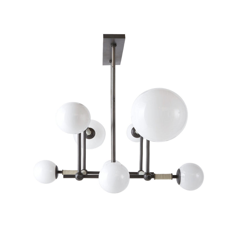 Arteriors DRC09 Eight Light Linear Chandelier, English Bronze/Opal/Taupe