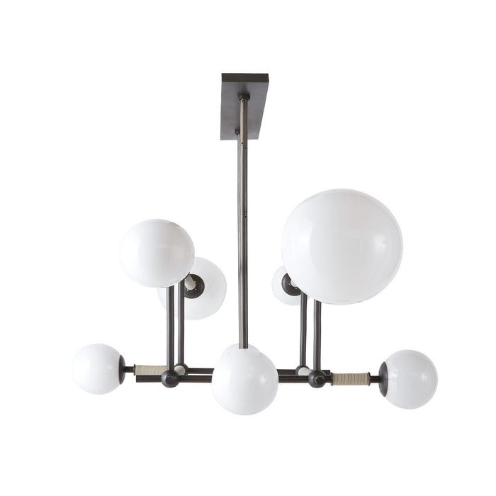 Arteriors DRC09 Eight Light Linear Chandelier, English Bronze/Opal/Taupe