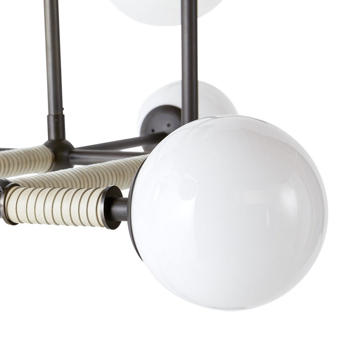 Arteriors DRC09 Eight Light Linear Chandelier, English Bronze/Opal/Taupe