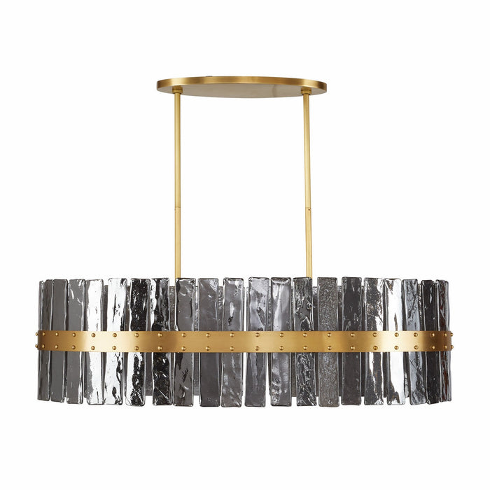 Arteriors DRC10 Eight Light Chandelier, Smoke/Antique Brass