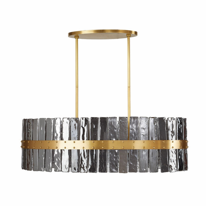 Arteriors DRC10 Eight Light Chandelier, Smoke/Antique Brass