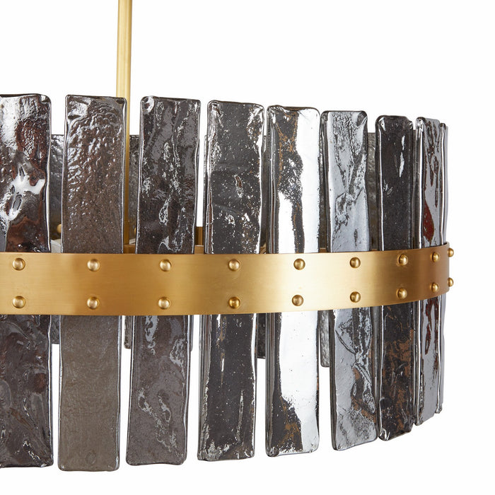 Arteriors DRC10 Eight Light Chandelier, Smoke/Antique Brass
