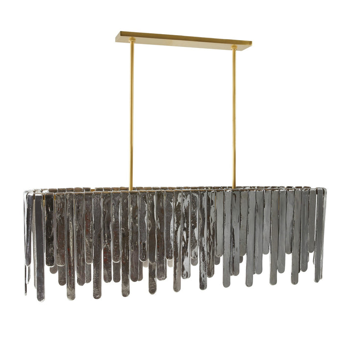 Arteriors DRC11 Seven Light Chandelier, Smoke Luster/Antique Brass