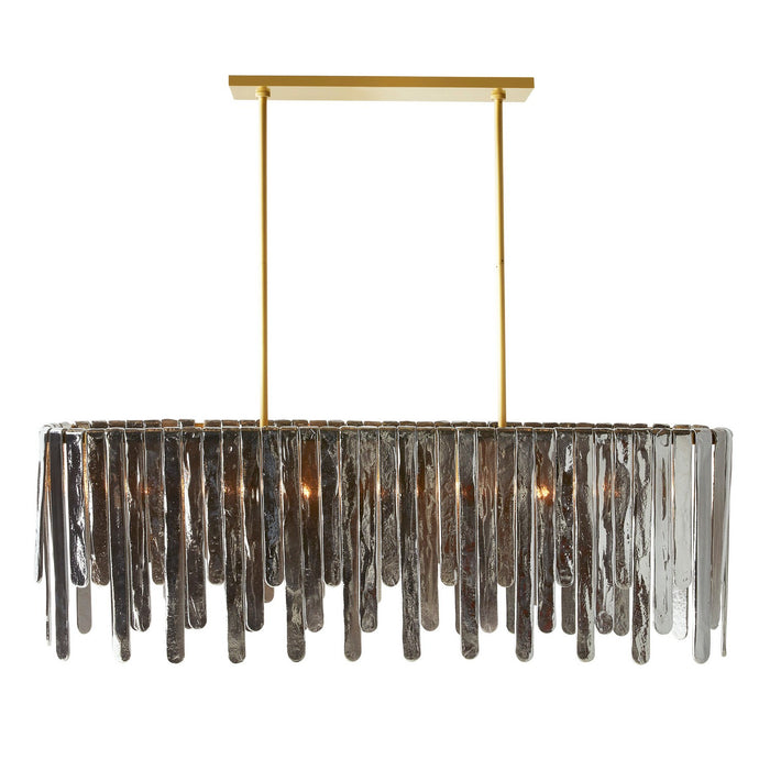 Arteriors DRC11 Seven Light Chandelier, Smoke Luster/Antique Brass