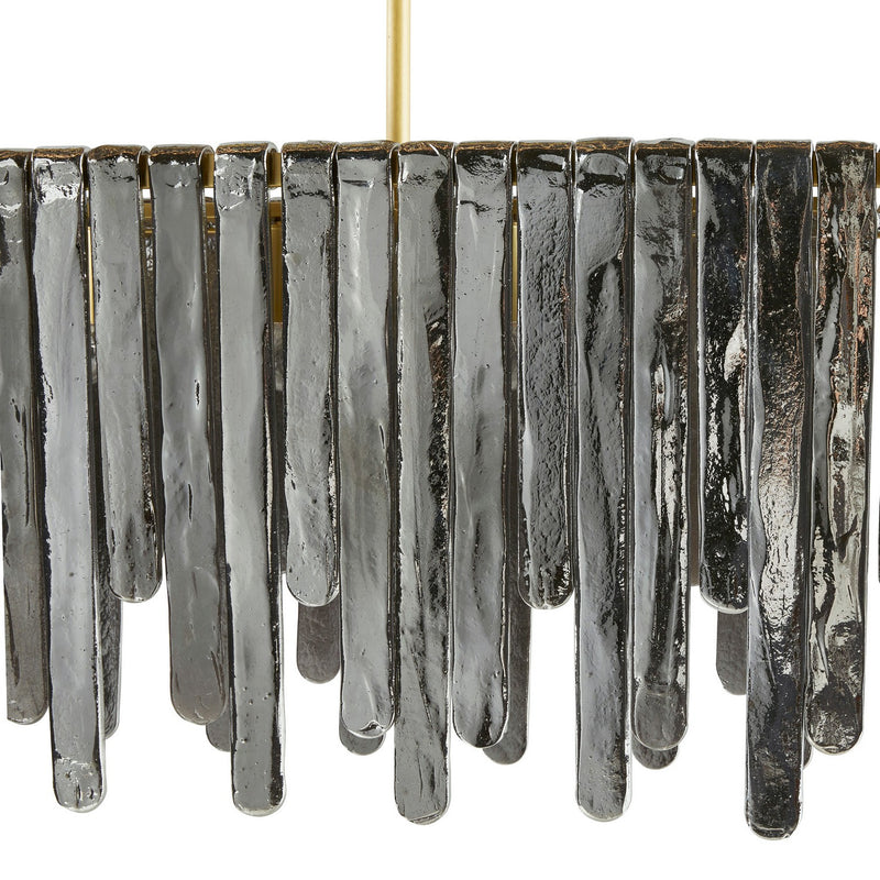Arteriors DRC11 Seven Light Chandelier, Smoke Luster/Antique Brass