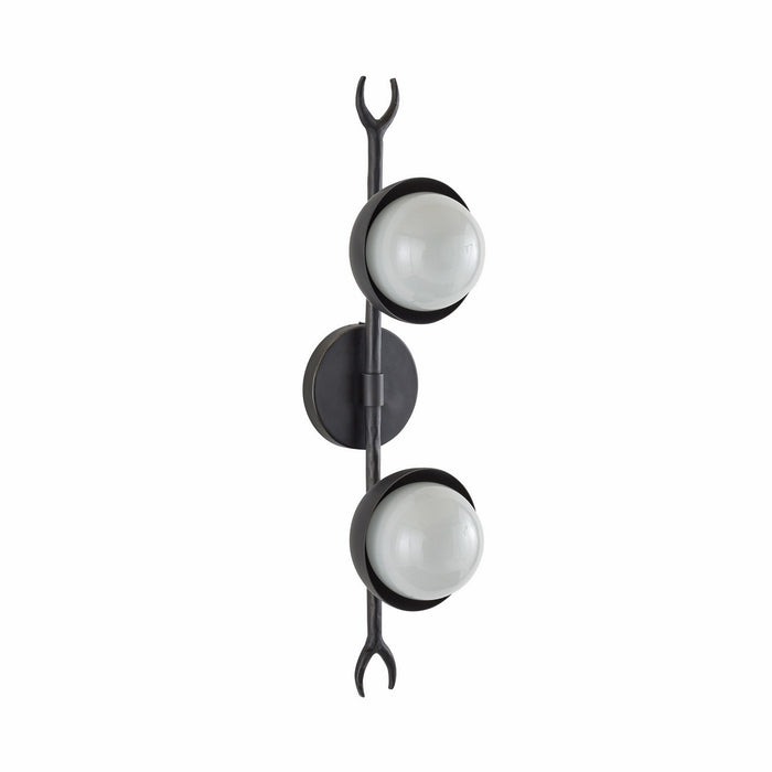 Arteriors DWI18 Two Light Wall Sconce, Blackened Iron/Frosted