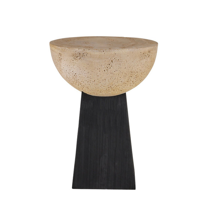 Arteriors FAC02 Accent Table, Chai Travertine/Black