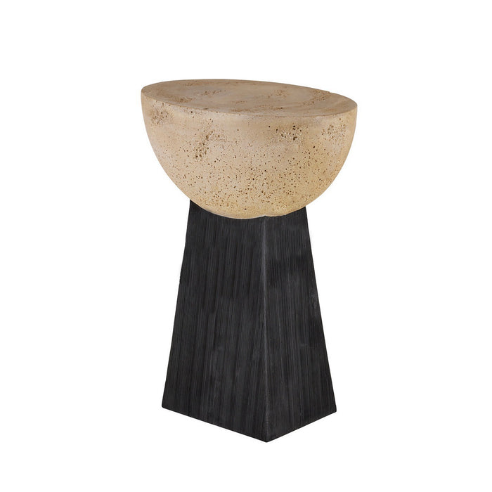 Arteriors FAC02 Accent Table, Chai Travertine/Black