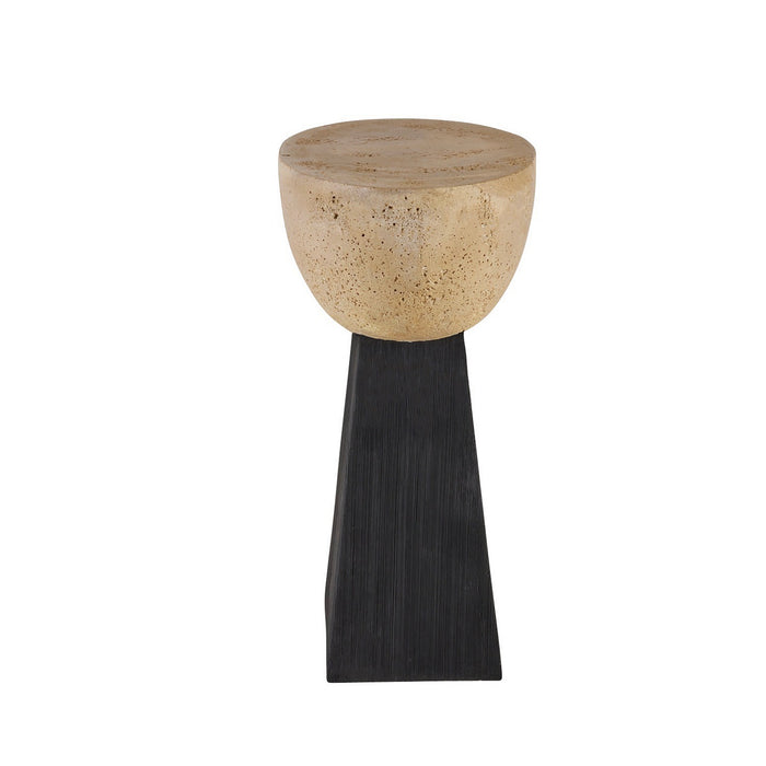 Arteriors FAC02 Accent Table, Chai Travertine/Black