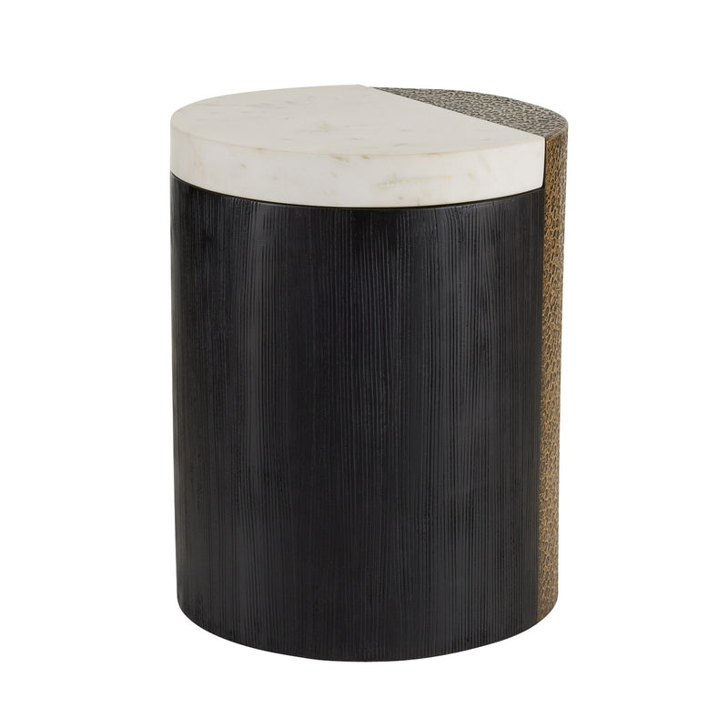 Arteriors FAI14 Accent Table, White/Antique Brass/Ebony