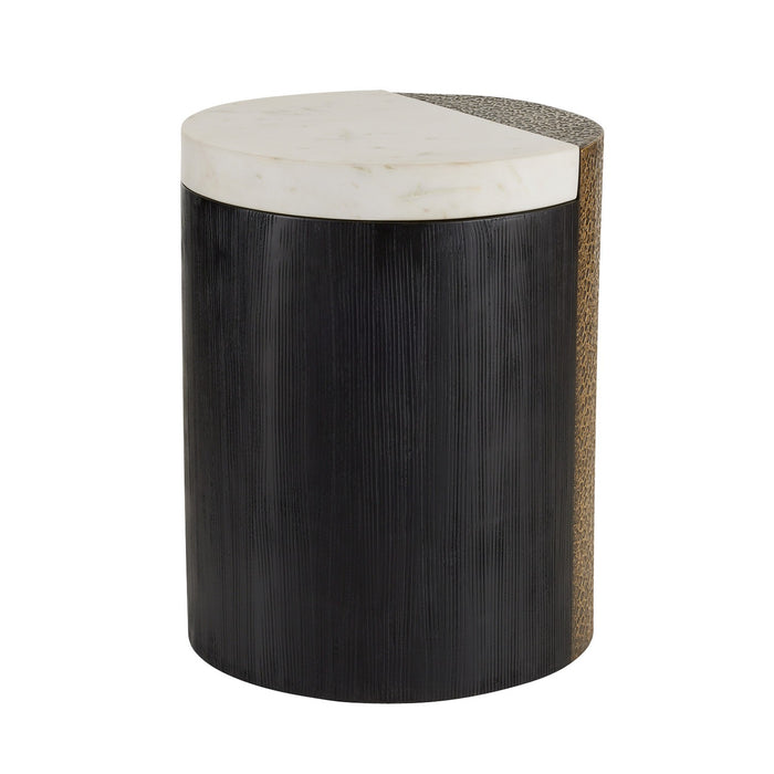 Arteriors FAI14 Accent Table, White/Antique Brass/Ebony