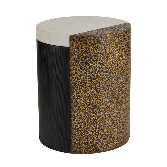 Arteriors FAI14 Accent Table, White/Antique Brass/Ebony