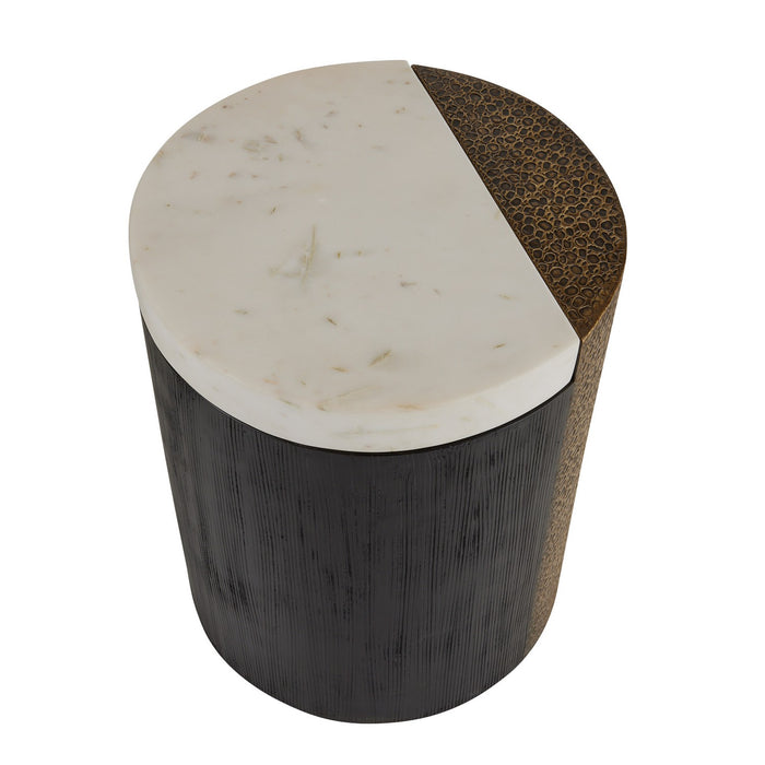 Arteriors FAI14 Accent Table, White/Antique Brass/Ebony
