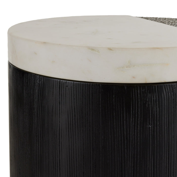 Arteriors FAI14 Accent Table, White/Antique Brass/Ebony